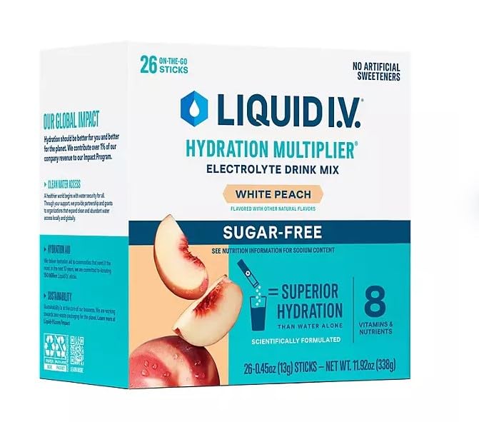 Liquid I.V. Sugar-Free Hydration Multiplier – White Peach (26 Sticks)