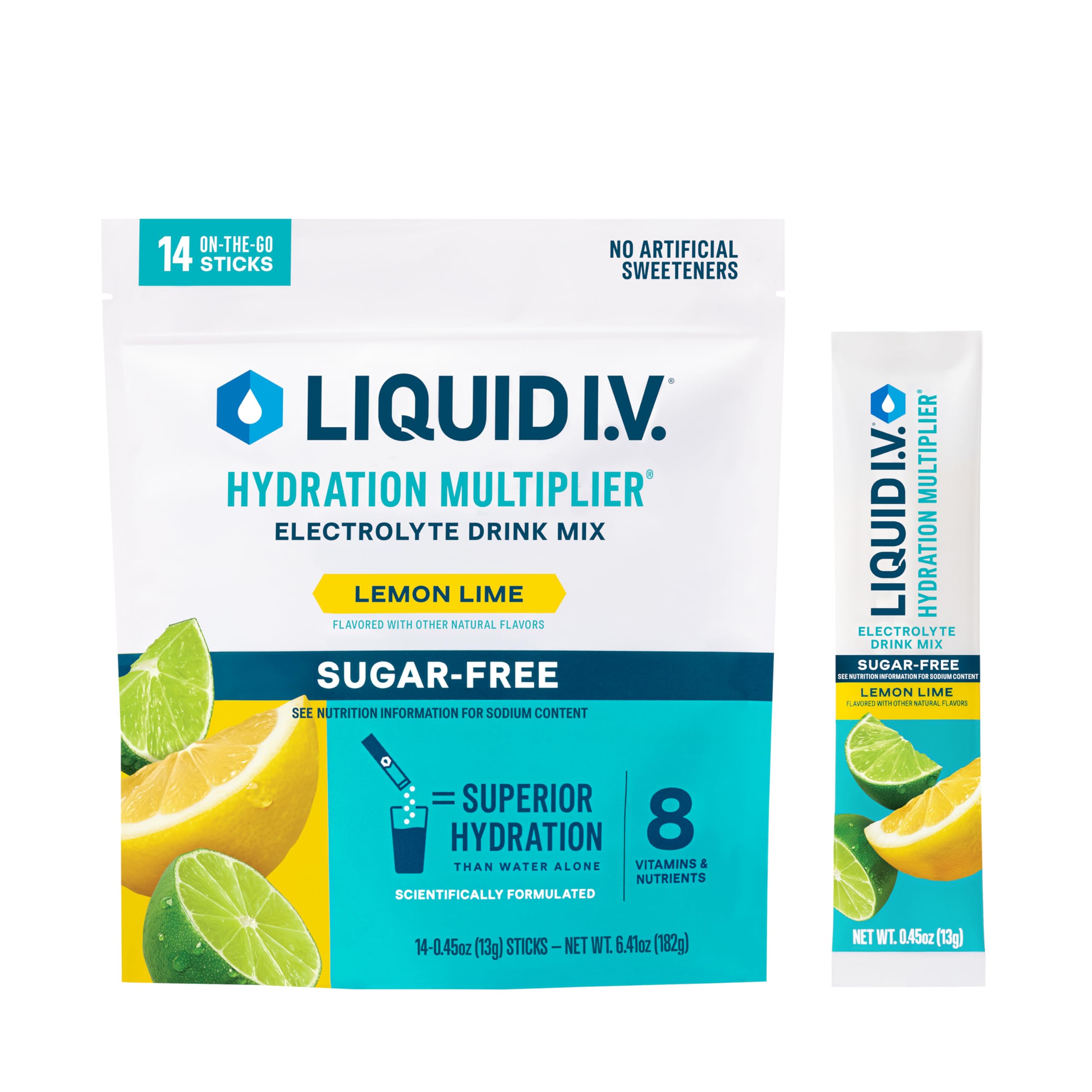 Liquid I.V. Sugar-Free Hydration Multiplier – Lemon Lime (14 Sticks)