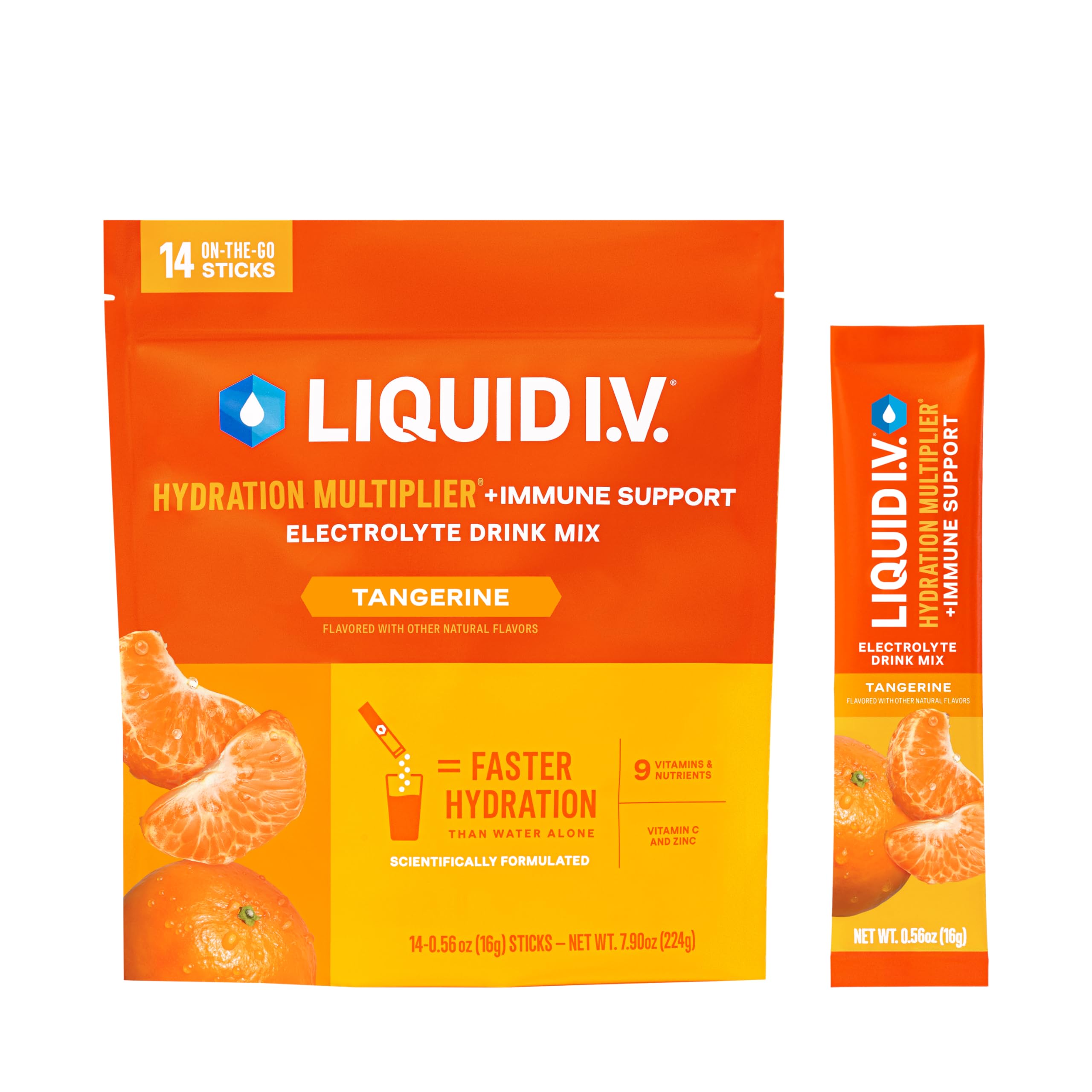 Liquid I.V. Hydration Multiplier + Immune Support – Tangerine (14 Servings)